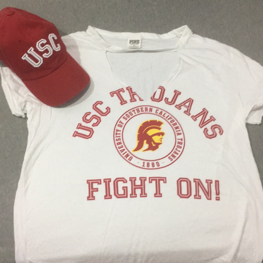 Victoria Secret Pink USC shirt and hat